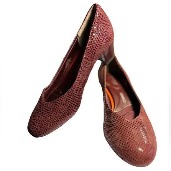 Rockport Total Motion Shoes Size 7 Burgundy Wine Pumps Heels - Picture 9 of 11